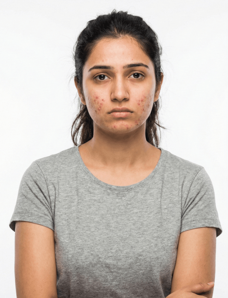 Dermatologist performing acne treatment on a patient at a skin clinic in Chennai.