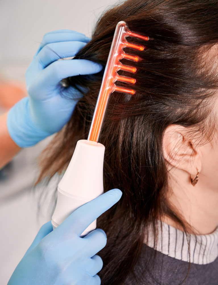 Dermatologist performing Exosome Hair Therapy in Chennai to stimulate hair growth, strengthen hair follicles, reduce hair fall, and improve scalp health.